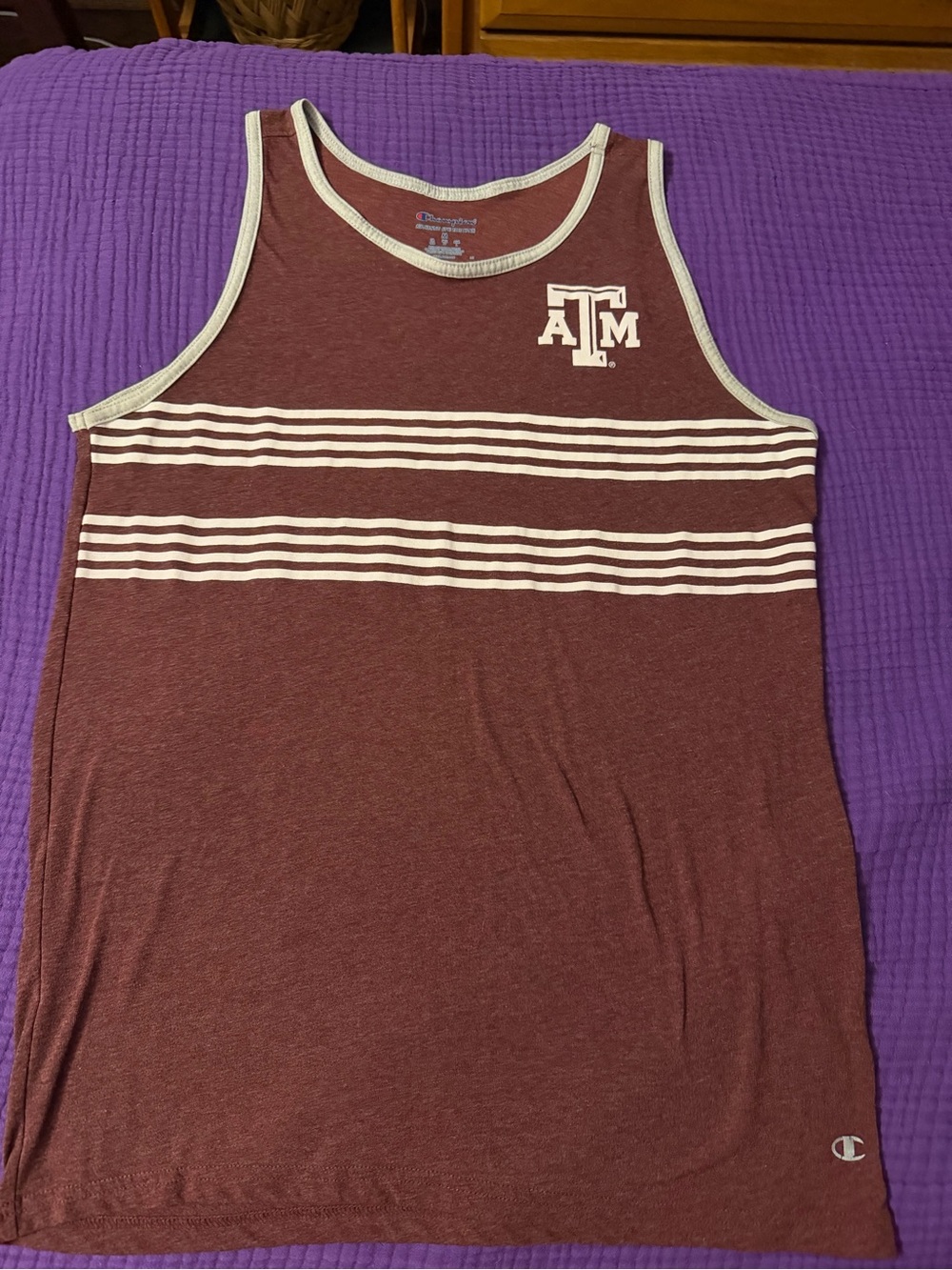 Champion Maroon Men's Tank Top with White Trim